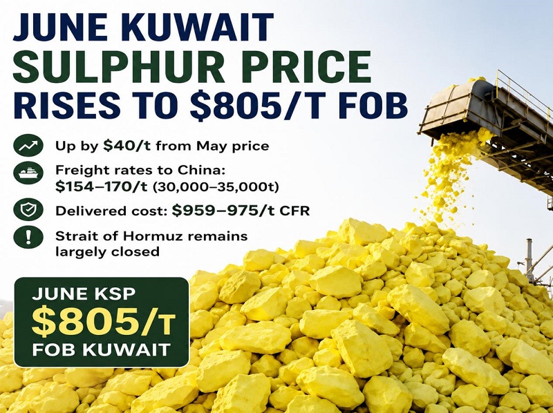 KPC du Koweït augmente le prix d'offre FOB du soufre de juin à 805 $ la tonne