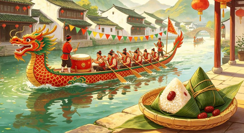 Salutations chaleureuses pour le festival traditionnel chinois des bateaux-dragons